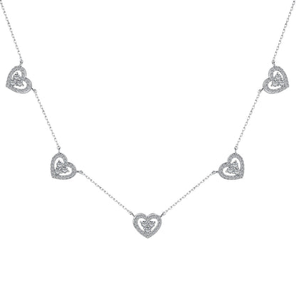 [Echo Fine ]Sparkling Five Heart Necklace
