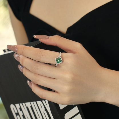 [Echo Fine ]Four Leaf Clover Flower Design Ring