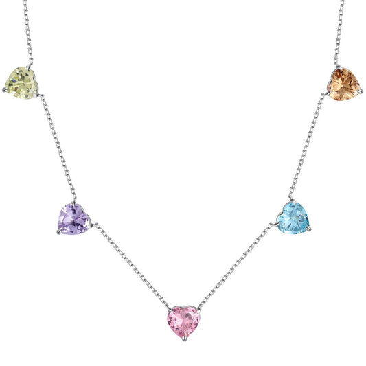 [Echo Fine ]Sparkling Colorful Heart Cut Necklace
