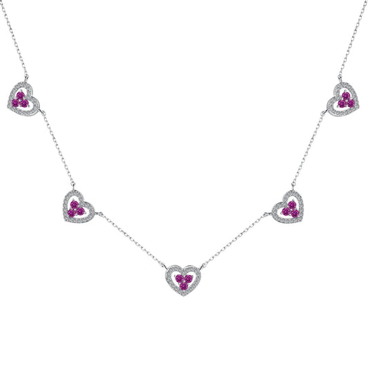 [Echo Fine ]Sparkling Five Heart Necklace