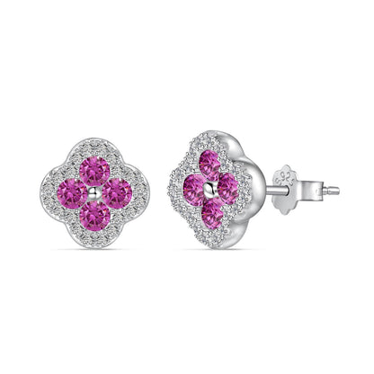 [Echo Fine ]Four-Leaf Clover Flower Shaped Earrings