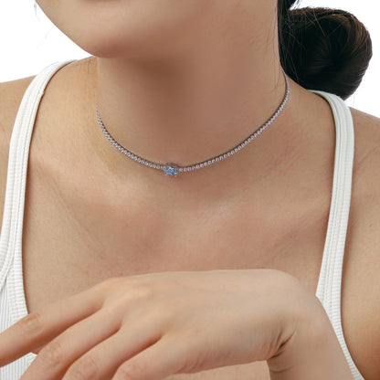 [Echo Fine ]1.0 Carat Shining Oval Cut Necklace