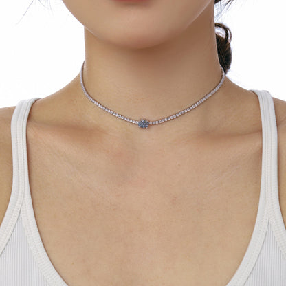 [Echo Fine ]1.0 Carat Shining Oval Cut Necklace