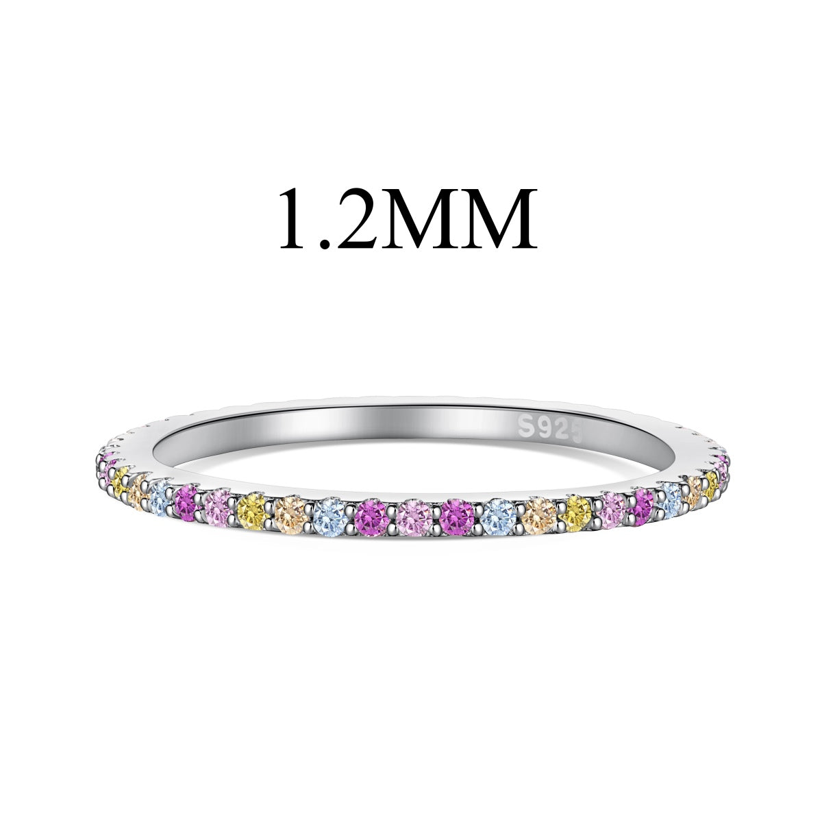 [Echo Fine ]Ornate Colorful Round Cut Tennis Ring