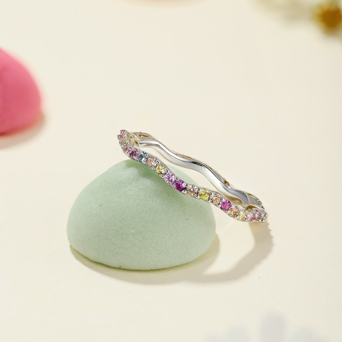 [Echo Fine ]Dainty Colorful Round Cut Party Ring