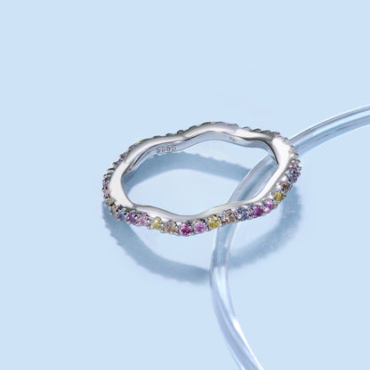 [Echo Fine ]Dainty Colorful Round Cut Party Ring