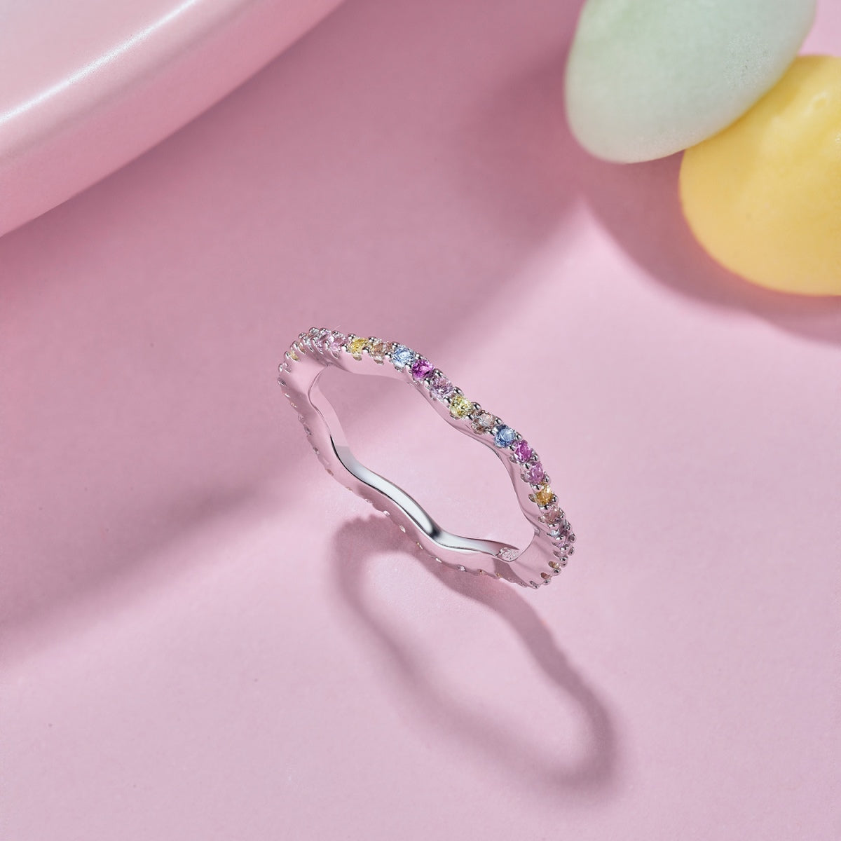 [Echo Fine ]Dainty Colorful Round Cut Party Ring