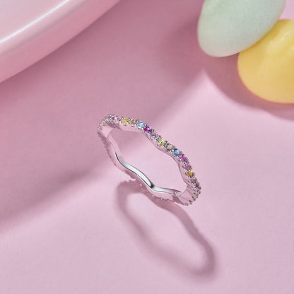 [Echo Fine ]Dainty Colorful Round Cut Party Ring