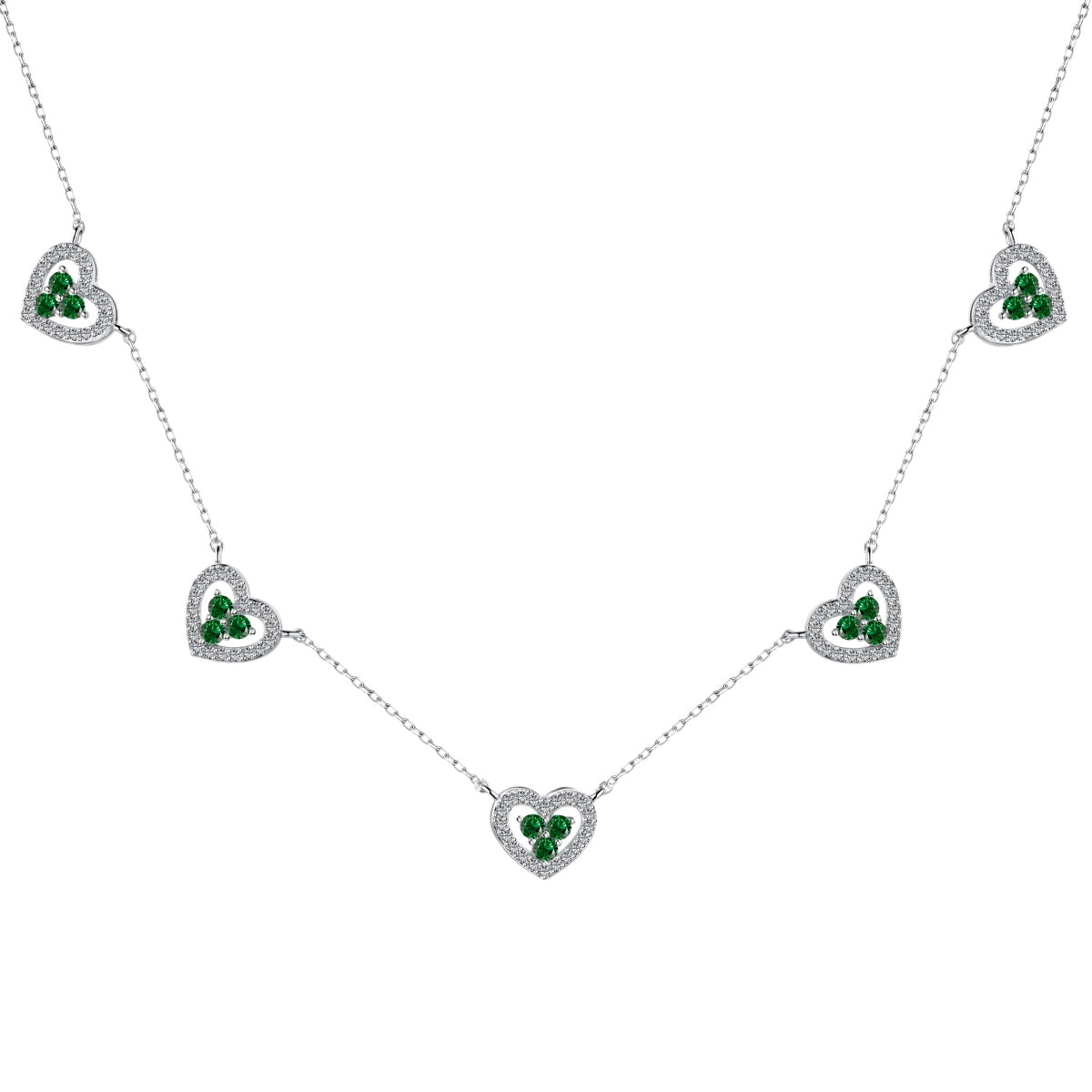 [Echo Fine ]Sparkling Five Heart Necklace