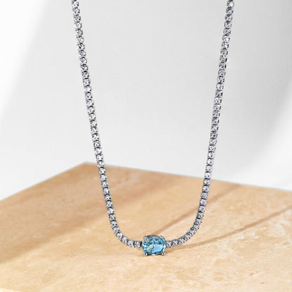 [Echo Fine ]1.0 Carat Shining Oval Cut Necklace