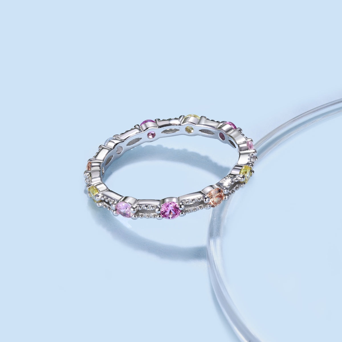 [Echo Fine ]Sparkling Colorful Round Cut Tennis Ring