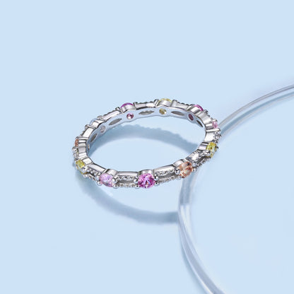 [Echo Fine ]Sparkling Colorful Round Cut Tennis Ring