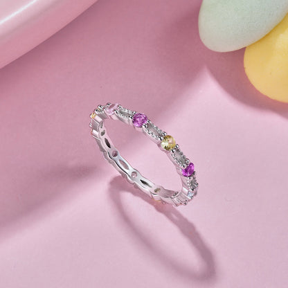 [Echo Fine ]Sparkling Colorful Round Cut Tennis Ring