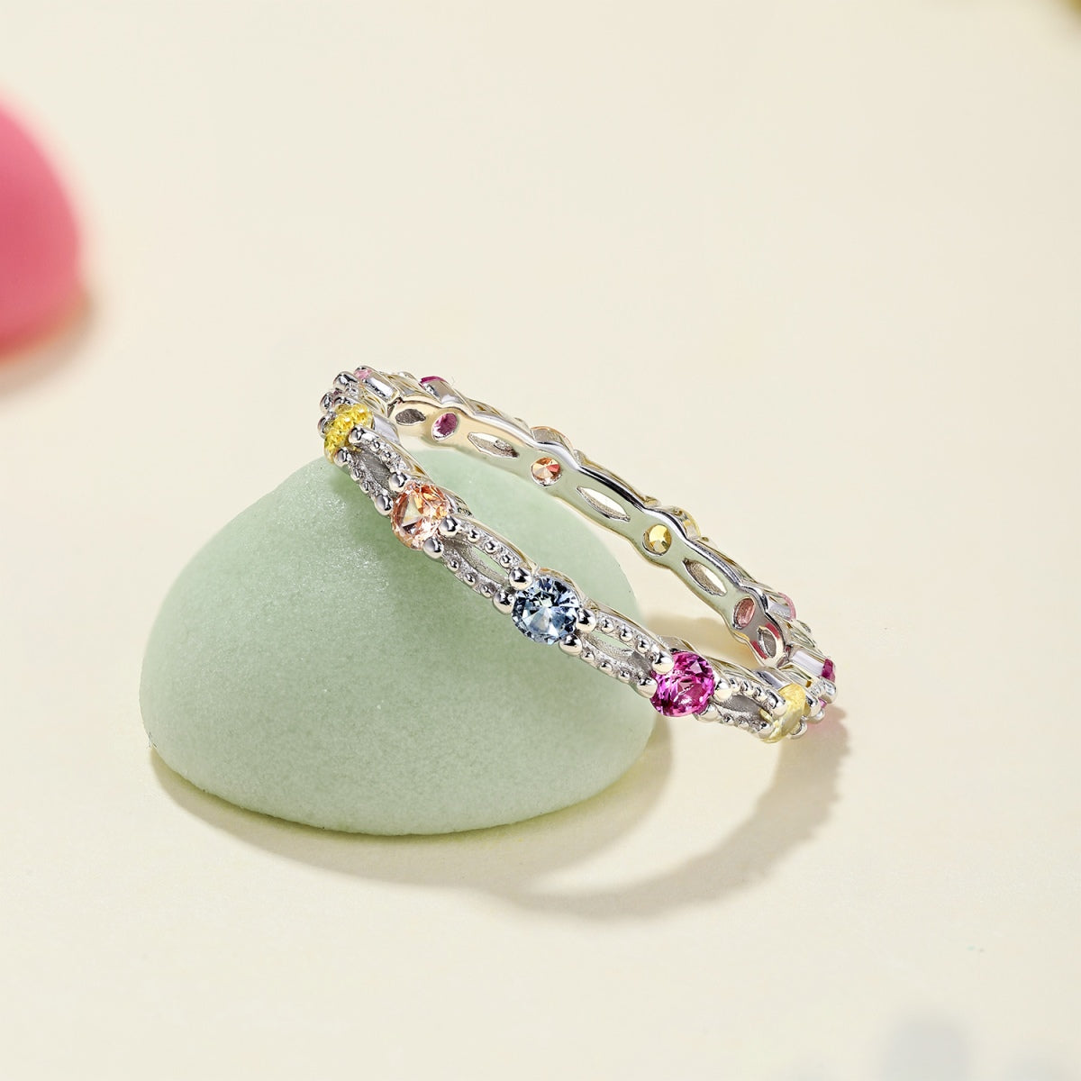 [Echo Fine ]Sparkling Colorful Round Cut Tennis Ring