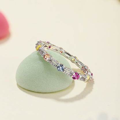 [Echo Fine ]Sparkling Colorful Round Cut Tennis Ring