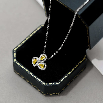 [Echo Fine ]Elegant Flower Shape Pear Cut Necklace