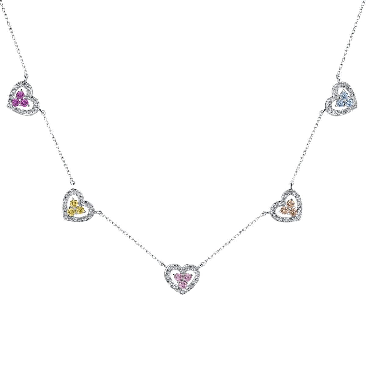 [Echo Fine ]Sparkling Five Heart Necklace