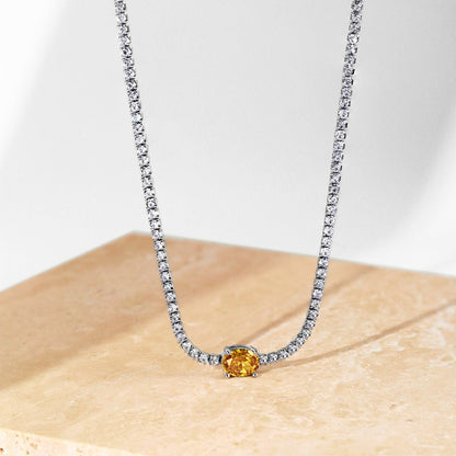 [Echo Fine ]1.0 Carat Shining Oval Cut Necklace