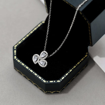 [Echo Fine ]Elegant Flower Shape Pear Cut Necklace