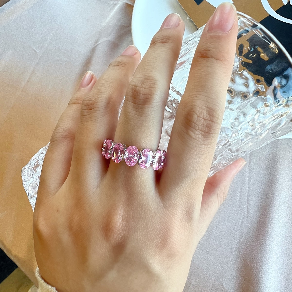 [Echo Fine ]Dainty Elongated Cushion Cut Tennis Ring