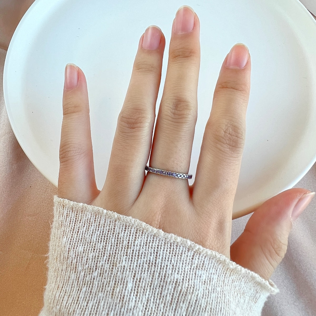 [Echo Fine ]Delicate Sparkling Round Cut Daily Ring
