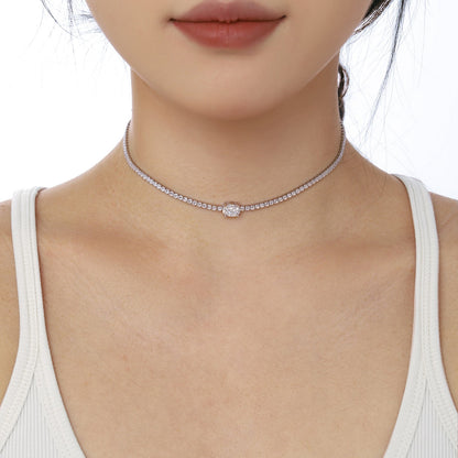 [Echo Fine ]1.0 Carat Shining Oval Cut Necklace