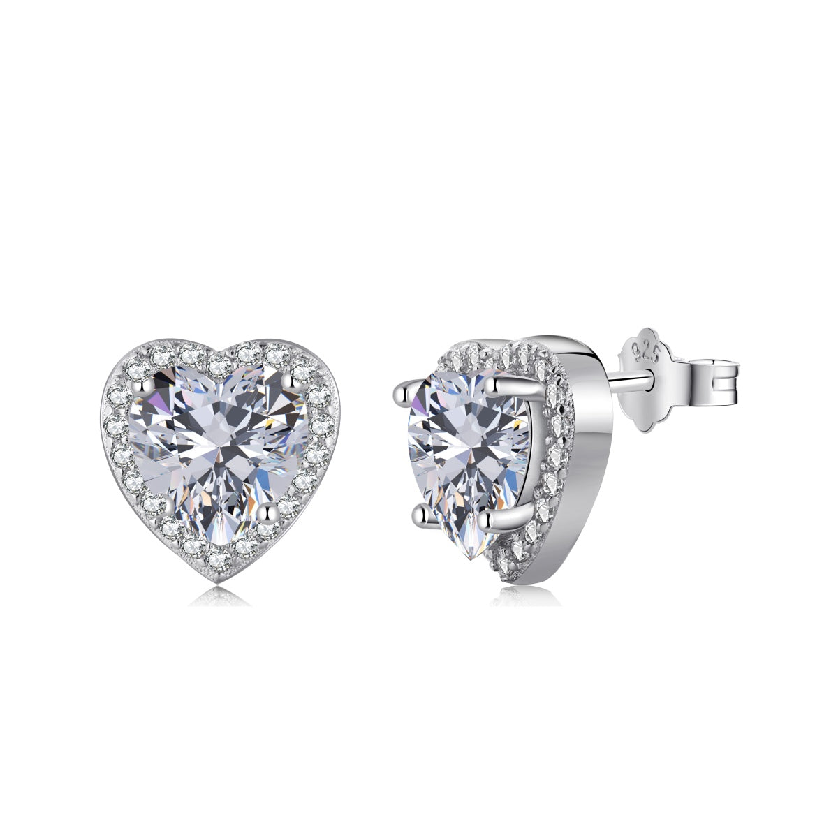 [Echo Fine ]Sparkling Heart Shape Lover Earrings