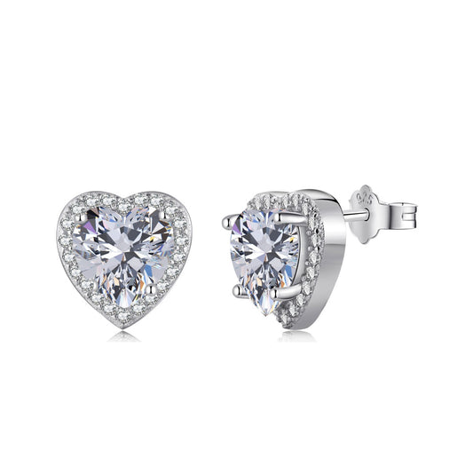 [Echo Fine ]Sparkling Heart Shape Lover Earrings