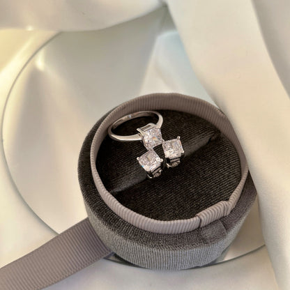 [Echo Fine ]1.0 Carat Radiant Princess Cut Wedding Earrings