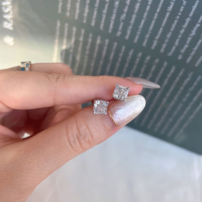 [Echo Fine ]1.0 Carat Radiant Princess Cut Wedding Earrings
