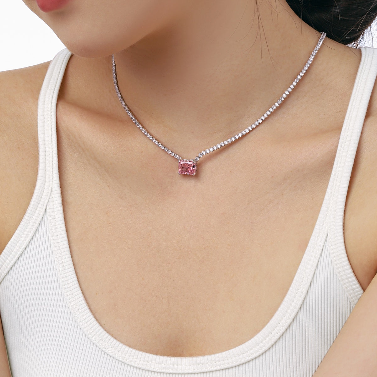 [Echo Fine ]4.0 Carat Elegant Radiant Cut Necklace