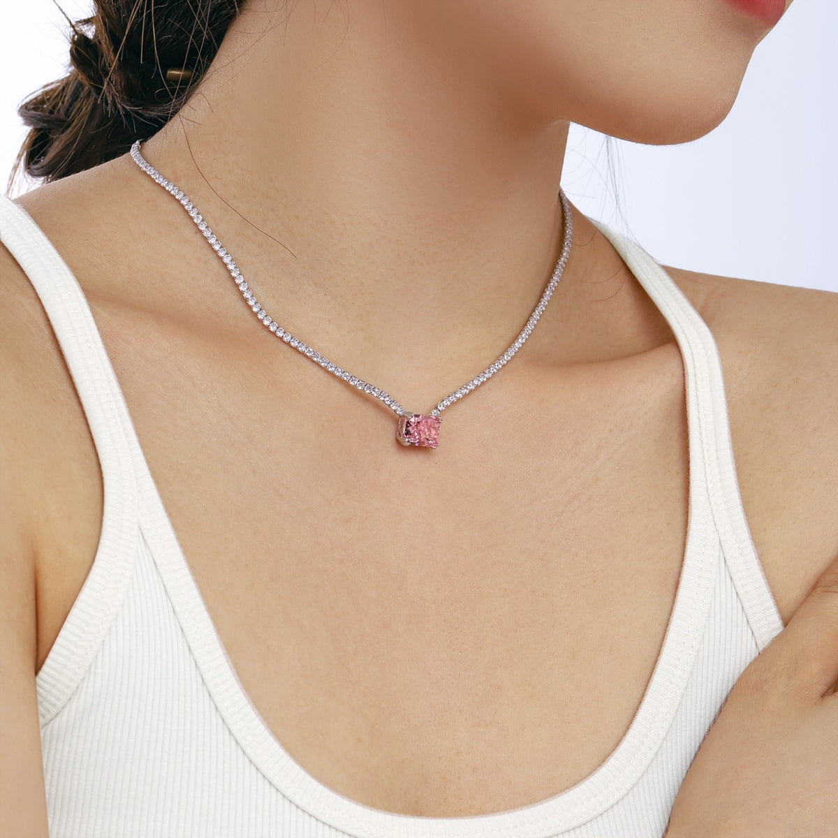 [Echo Fine ]4.0 Carat Elegant Radiant Cut Necklace