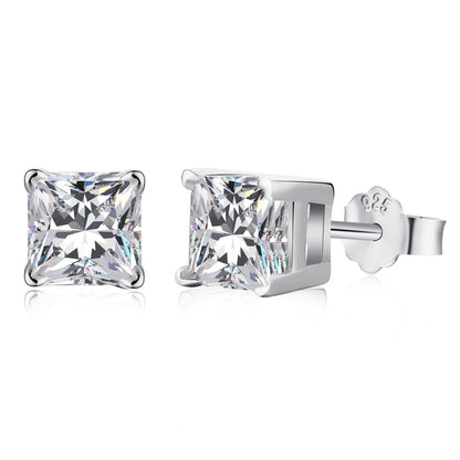 [Echo Fine ]1.0 Carat Radiant Princess Cut Wedding Earrings