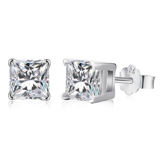 [Echo Fine ]1.0 Carat Radiant Princess Cut Wedding Earrings