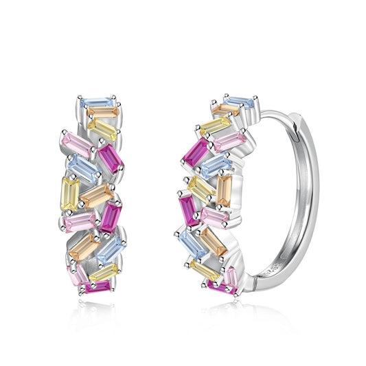 [Echo Fine ]Dazzling Colorful Emerald Cut Daily Earrings