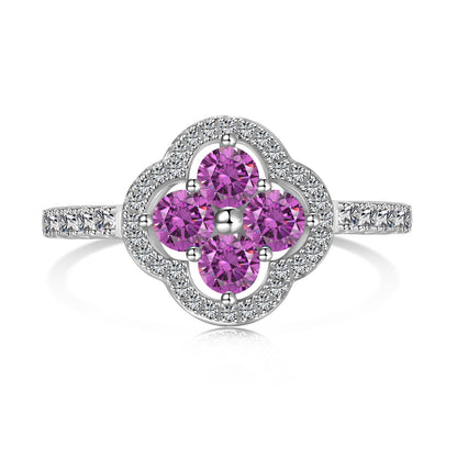 [Echo Fine ]Four Leaf Clover Flower Design Ring