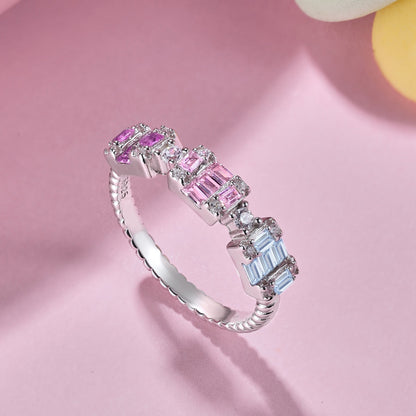 [Echo Fine ]Unique Colorful Emerald Cut Party Ring