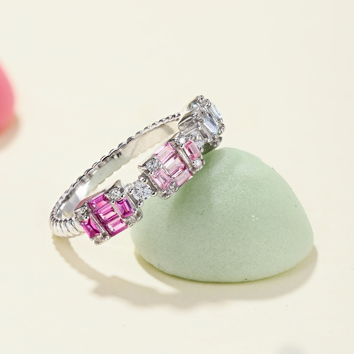 [Echo Fine ]Unique Colorful Emerald Cut Party Ring