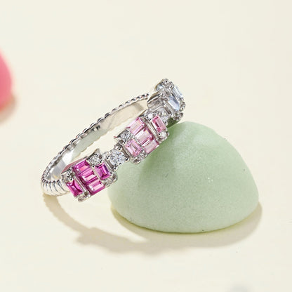 [Echo Fine ]Unique Colorful Emerald Cut Party Ring
