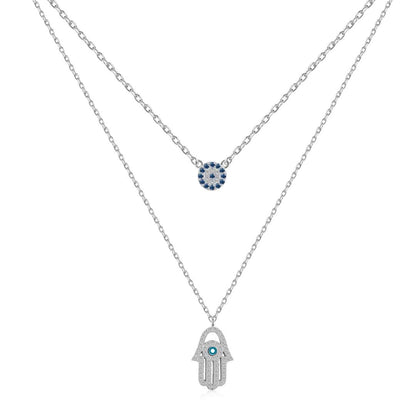 [Echo Fine ]Demon Eye Hamsa Palm Necklace