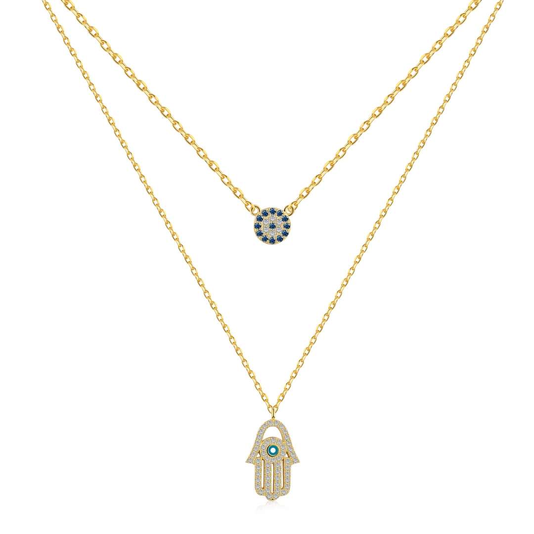 [Echo Fine ]Demon Eye Hamsa Palm Necklace