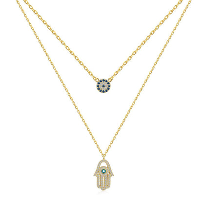 [Echo Fine ]Demon Eye Hamsa Palm Necklace