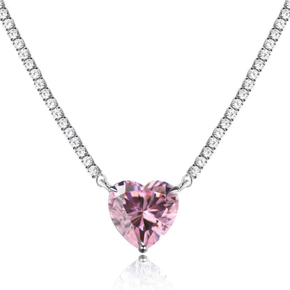 [Echo Fine ]8.0 Carat Versatile Colorful Sweet Heart-Shaped Tennis Necklace