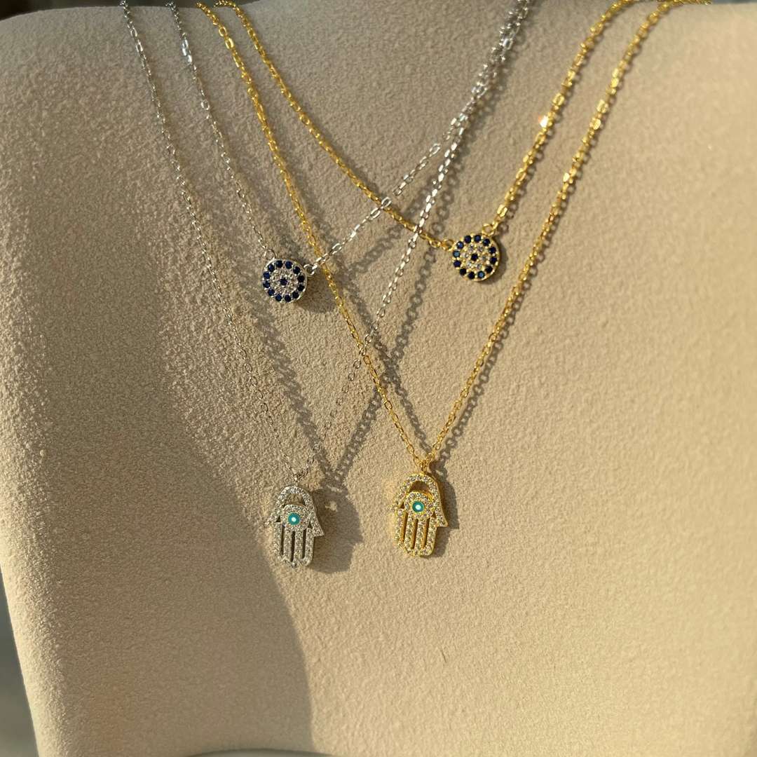 [Echo Fine ]Demon Eye Hamsa Palm Necklace