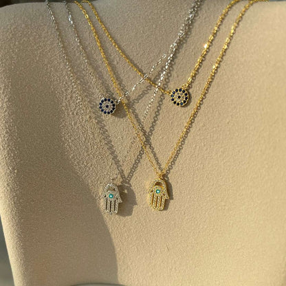 [Echo Fine ]Demon Eye Hamsa Palm Necklace