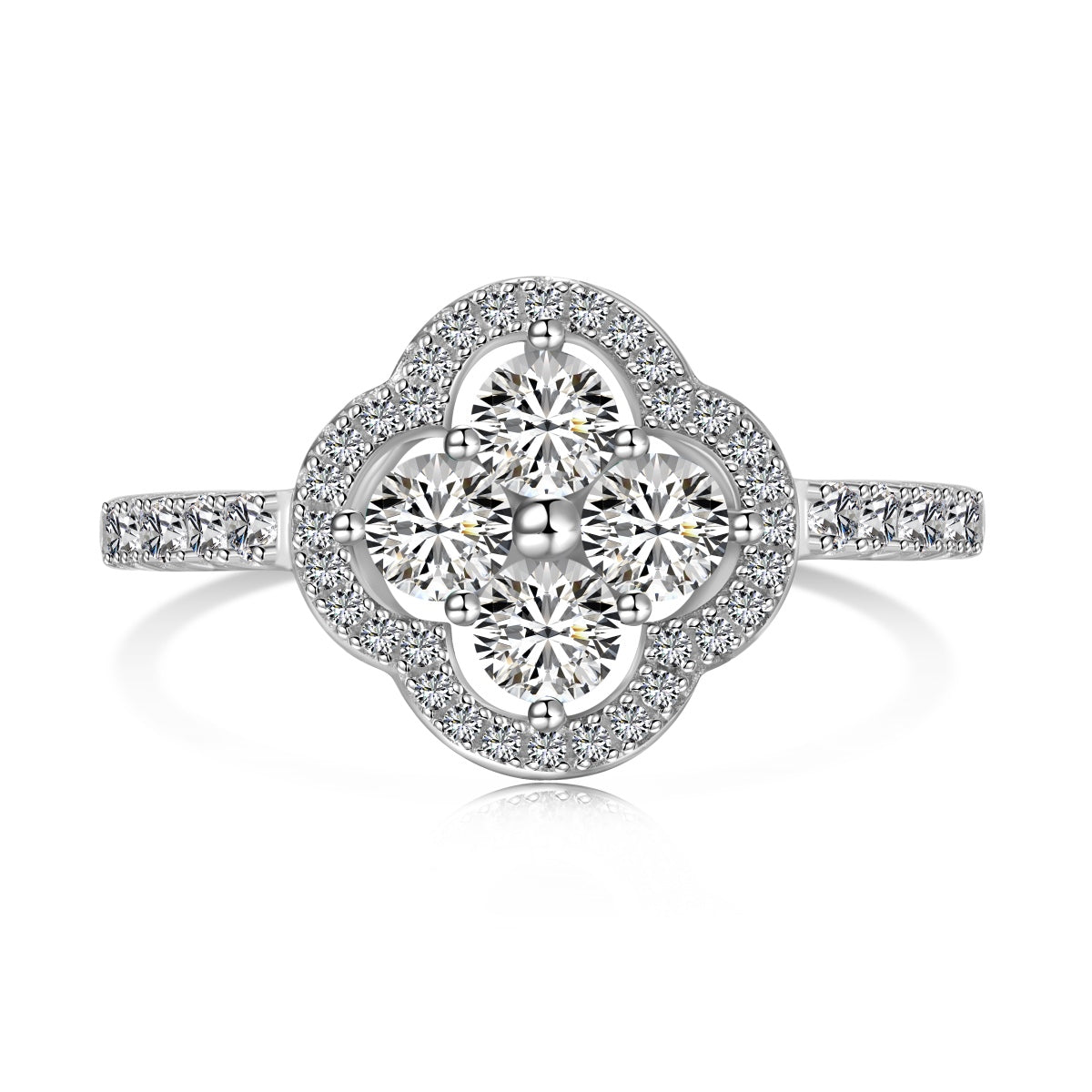 [Echo Fine ]Four Leaf Clover Flower Design Ring