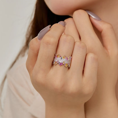 [Echo Fine ]Luxurious Colorful Radiant Cut Daily Ring