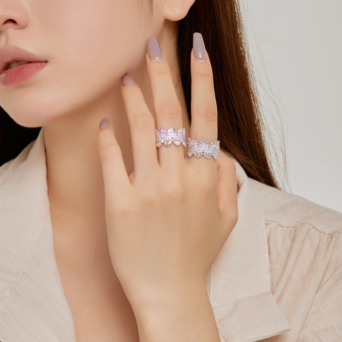 [Echo Fine ]Luxurious Colorful Radiant Cut Daily Ring