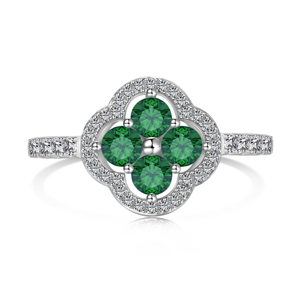 [Echo Fine ]Four Leaf Clover Flower Design Ring