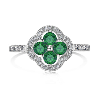 [Echo Fine ]Four Leaf Clover Flower Design Ring
